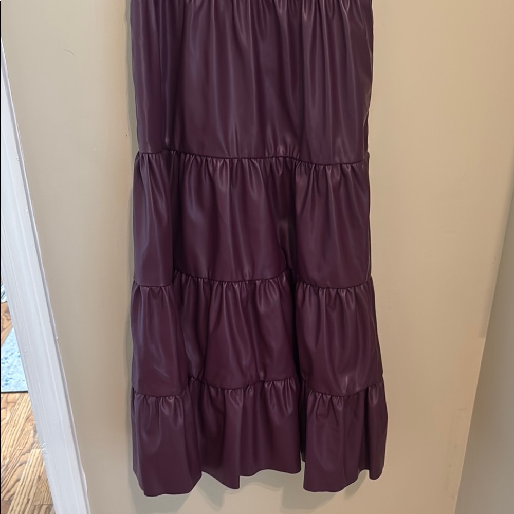 Fate Sleeveless Mahogany Faux Leather Midi Dress - Picture 4 of 4